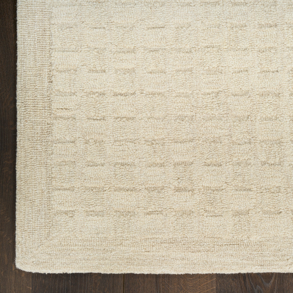 DKNY Pure Grids 2'3" x 7'6" Ivory Beige Contemporary Indoor Rug
