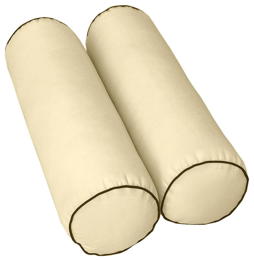 Style6 Twin-XL Contrast Pipe Trim Bolster Pillow Outdoor Slip Cover ONLY AD103