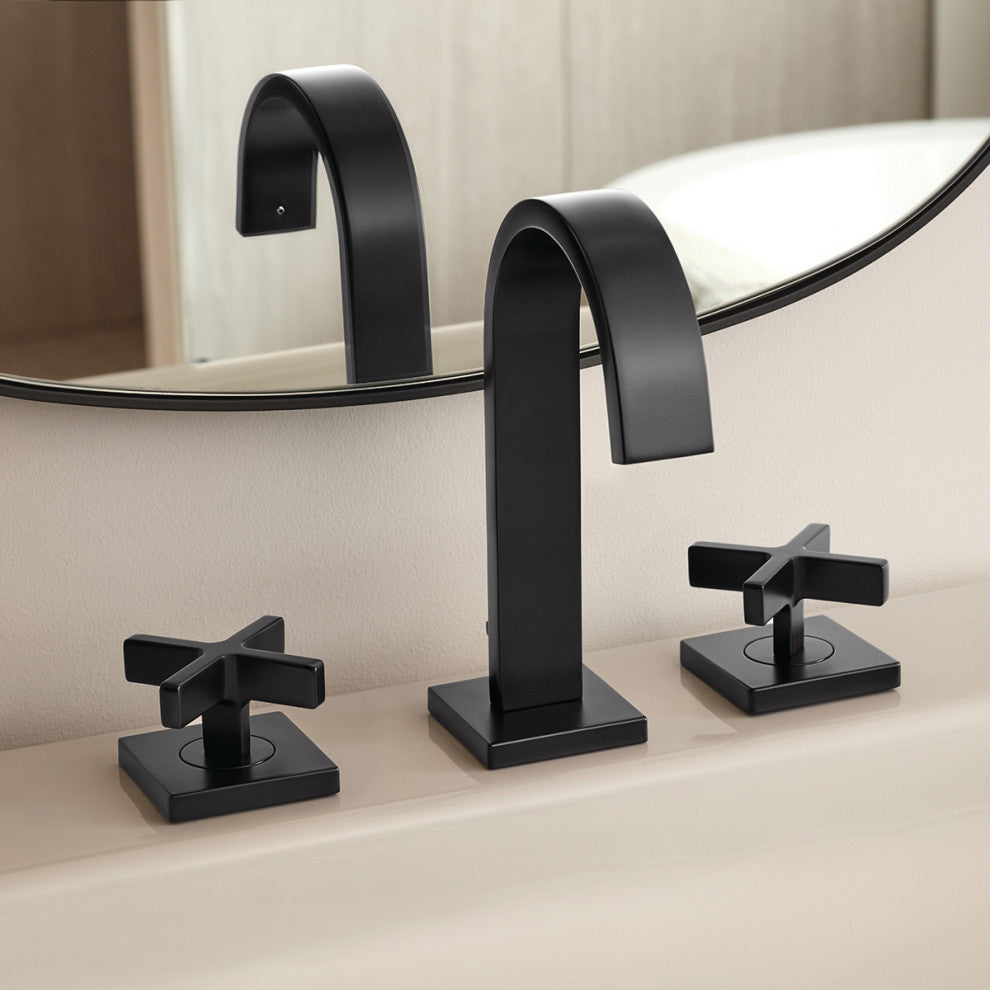 Speakman Lura Widespread Faucet With Cross Handles, Matte Black