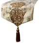 Table Runner Gold Silk 16"x108", Zardozi Damask, Foil Tassels, Aurelian Royalty
