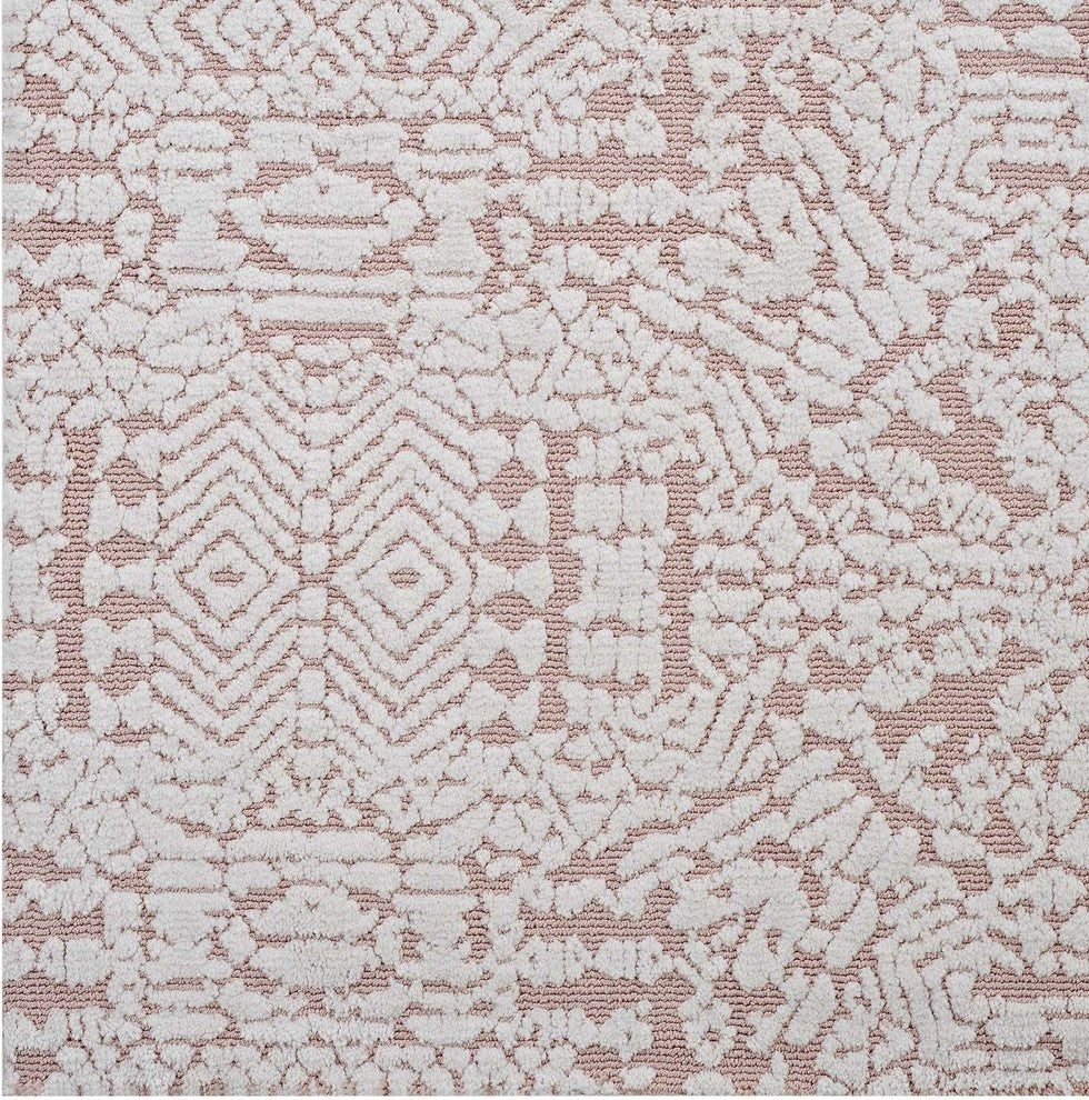 Modway Javiera Contemporary Moroccan 5'x8' Area Rug, Ivory and Cameo Rose