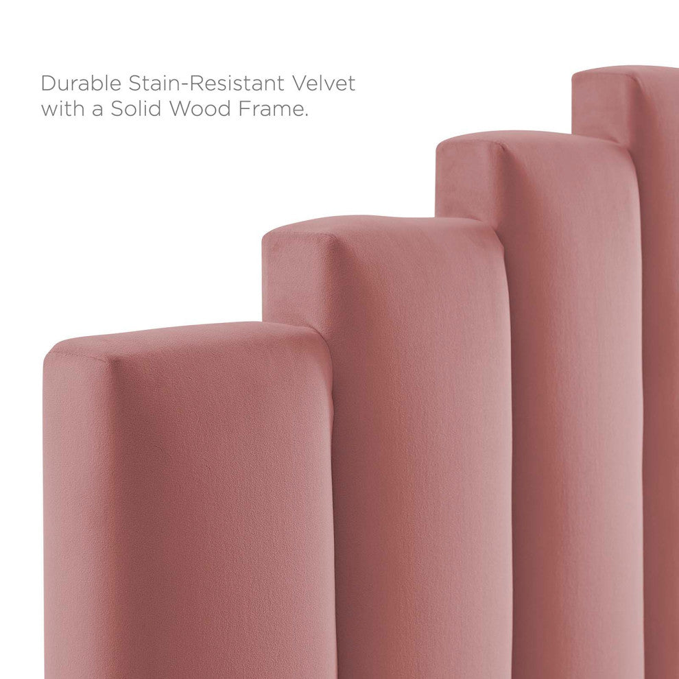 Elise Full Performance Velvet Platform Bed Dusty Rose