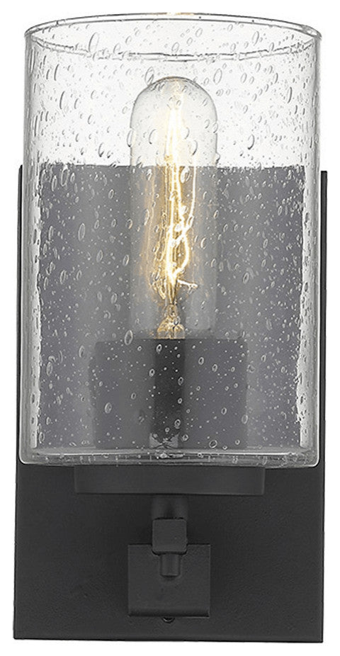 Black Metal and Textured Glass Wall Sconce