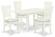 5-Pc Wood Dinette Set 4 Dining Chairs, Butterfly Leaf Table, Linen White