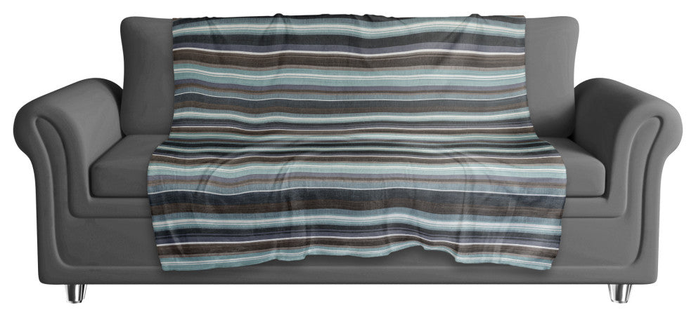 Brown Indigo Stripes 50x60 Sherpa Fleece Blanket