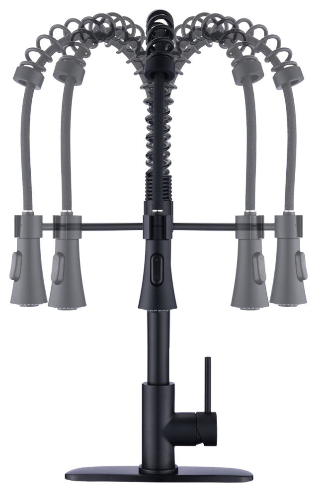 Givingtree Modern Single Handle Spring High Arc Kitchen Faucet Matte Black