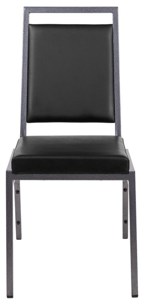HERCULES Series Square Back Stacking Banquet Chair in Black Vinyl with...