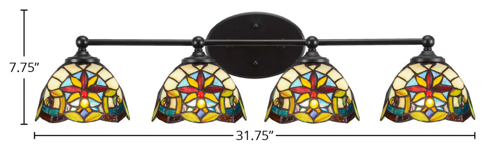 Capri 4-Light Bath Bar, Matte Black/Earth Star Art