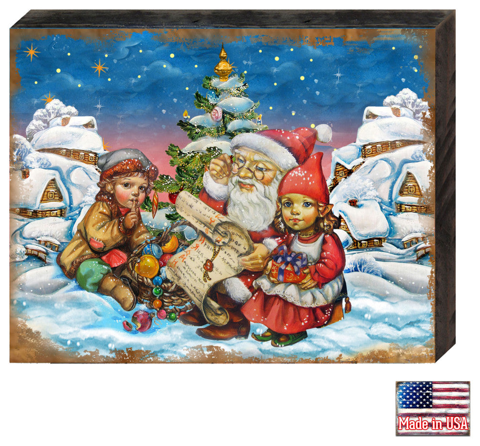 Vintage Christmas Santa Wooden Wall Art, Oversized 48x36