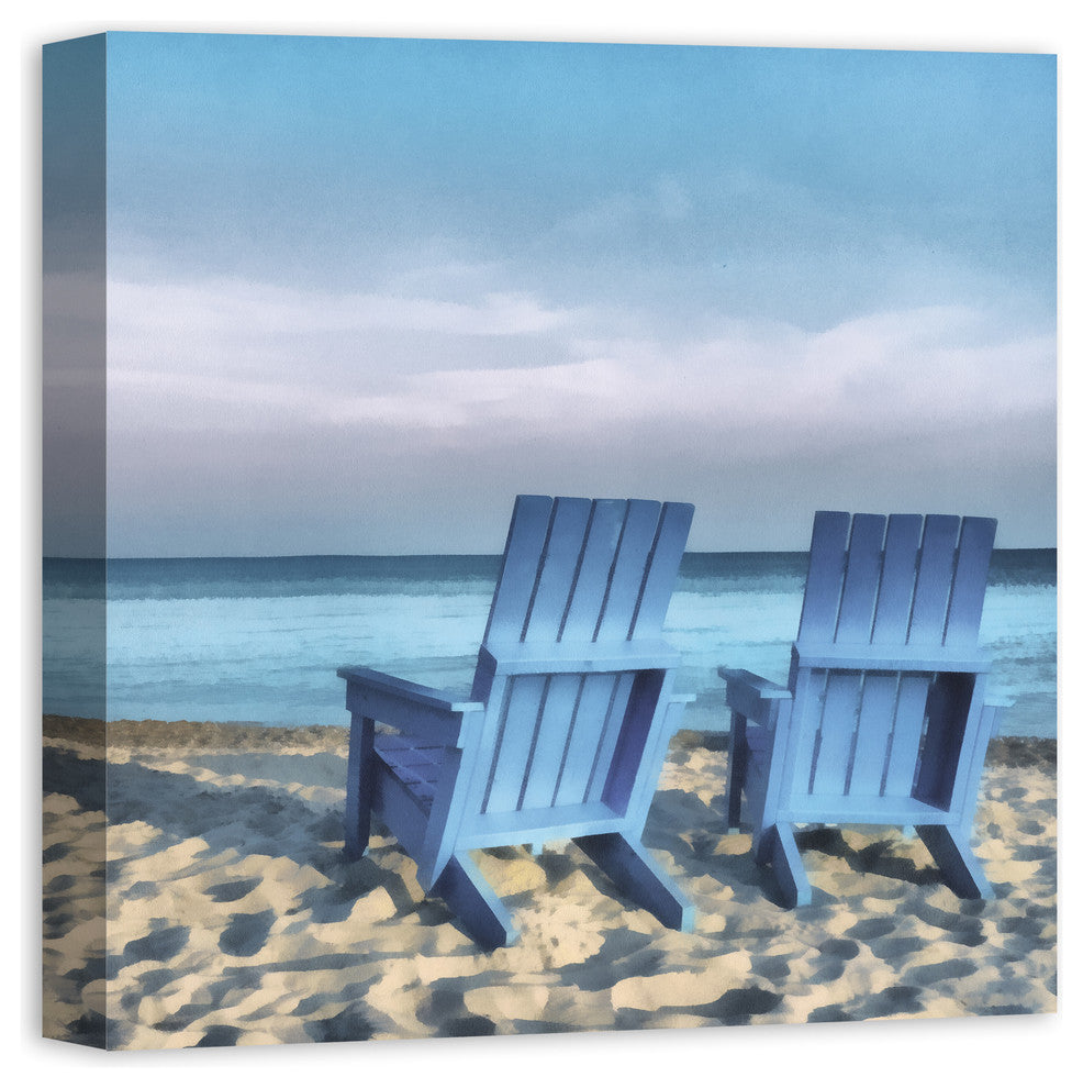 Blue Beach Chairs 20x20 Canvas Wall Art