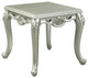 Benzara BM276233 27" Classic End Table, Floral Trim Cabriole, Wood, Champagne