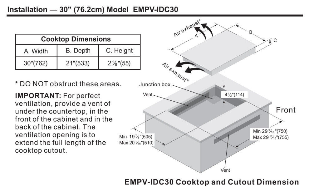 Empava 30" Electric Stove Induction Cooktop with 4 Power Boost Burners Smooth
