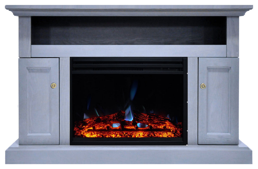 Electric Fireplace Heater With Deep Log Display, Multi-Color Flames, and 47"