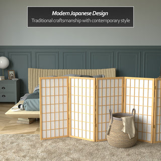 3' Tall Window Pane Shoji Screen, Natural, 5 Panels