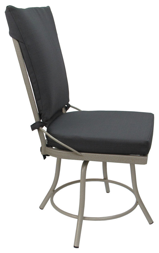 Outdoor/Indoor Patio Swivel Dining Chair Jamey Without Arms, Dark Gray Linen - Beige