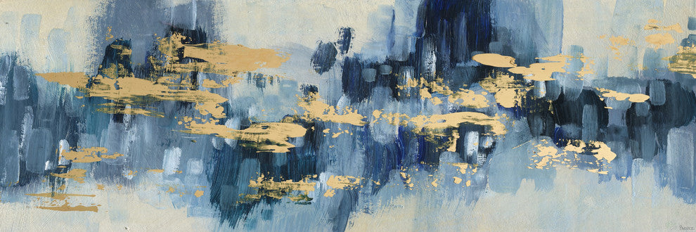 "Gold Water Reflection" Painting Print on Wrapped Canvas, 15"x5"