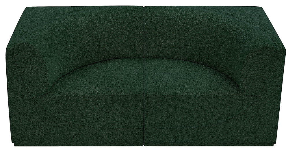 Ollie Black Boucle Fabric Straight Modular Sofa, Green, 2-Piece: 2 Corner Chair