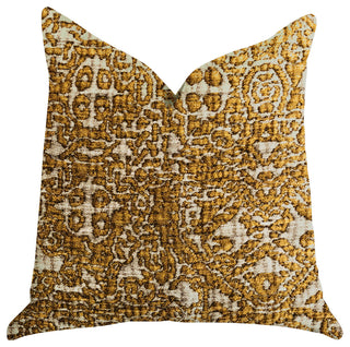 Golden Cosmo Textured Luxury Throw Pillow, 16"x16"