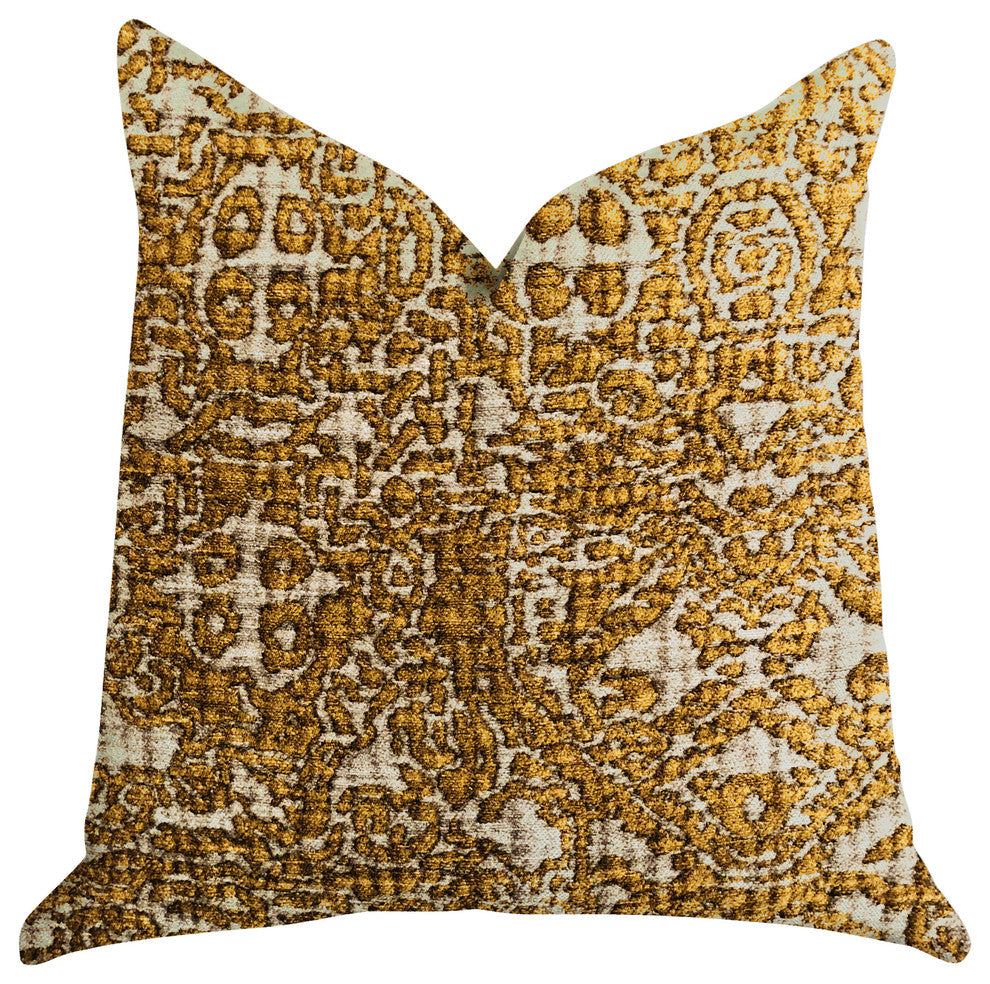 Golden Cosmo Textured Luxury Throw Pillow, 16"x16"