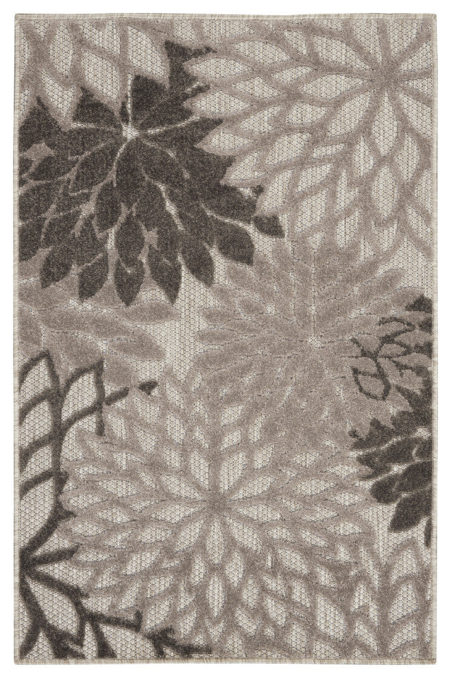 Nourison Aloha 3' x 5' Silver Grey Tropical Area Rug