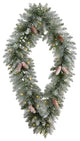 3' Holiday Xmas Geometric Diamond Frosted Wreath W/Pinecones & White LED Lights