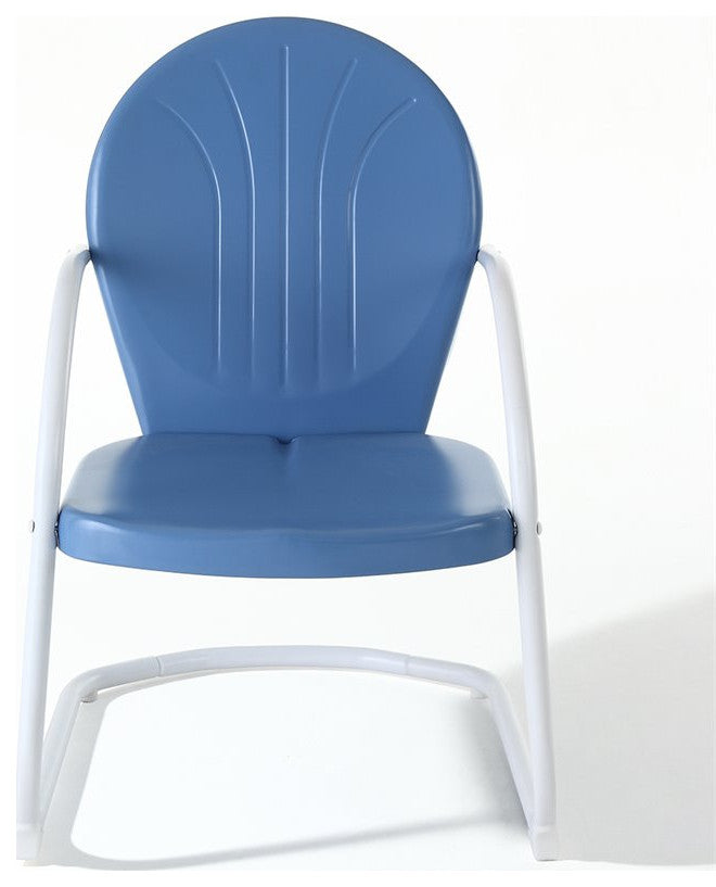 Crosley Furniture Griffith Retro Metal Patio Chair in Sky Blue