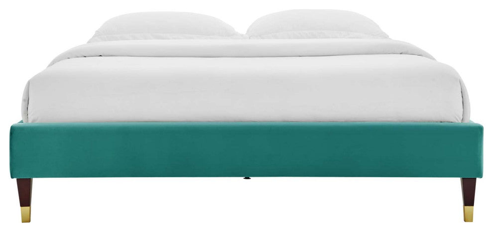 Harlow King Performance Velvet Platform Bed Frame Teal