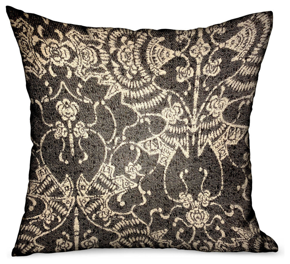 Plutus Adriel Bay Gray Chevron Luxury Outdoor/Indoor Throw Pillow, 24"x24"