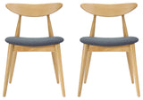 GDF Studio Issaic Mid-Century Design Wood Dining Chairs, Set of 2, Gray/Oak