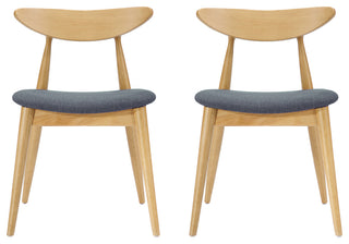 GDF Studio Issaic Mid-Century Design Wood Dining Chairs, Set of 2, Gray/Oak
