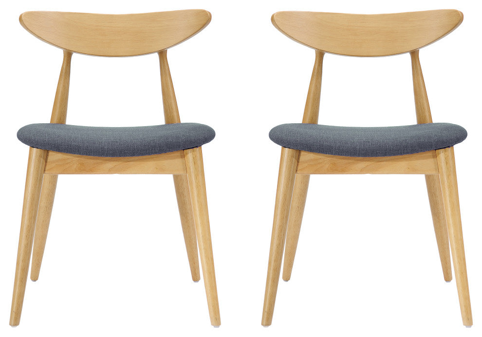 GDF Studio Issaic Mid-Century Design Wood Dining Chairs, Set of 2, Gray/Oak
