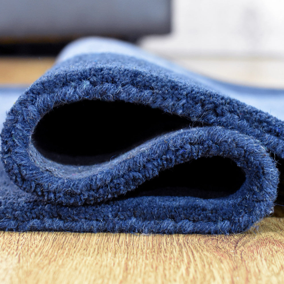 HAND TUFTED WOOL ECO-FRIENDLY AREA RUGS-Blue Color, Contemporary Design