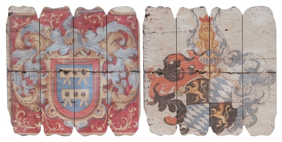 Benzara BM165477 Wooden Wall Plaque, Multicolor, Set of 2