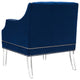 Modern Living Room Lounge Accent Side Chair Armchair, Velvet Fabric, Navy Blue