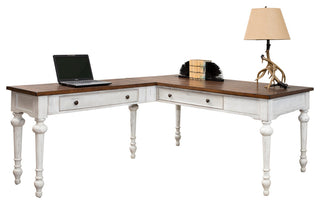 Rustic Wood Writing Desk and Return