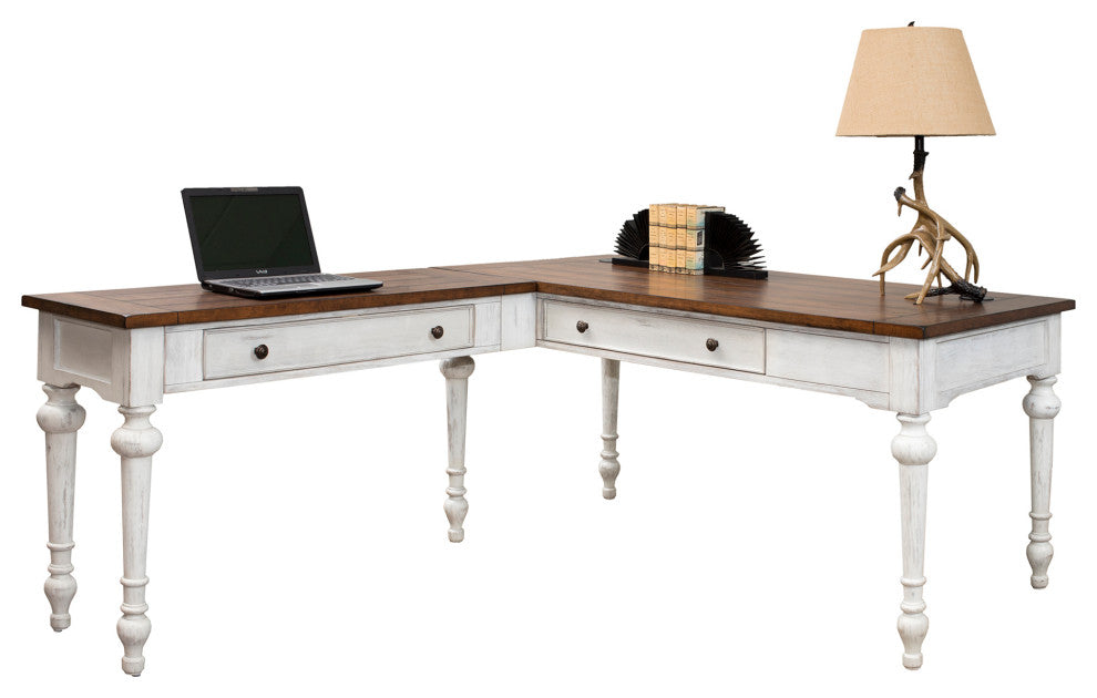 Rustic Wood Writing Desk and Return
