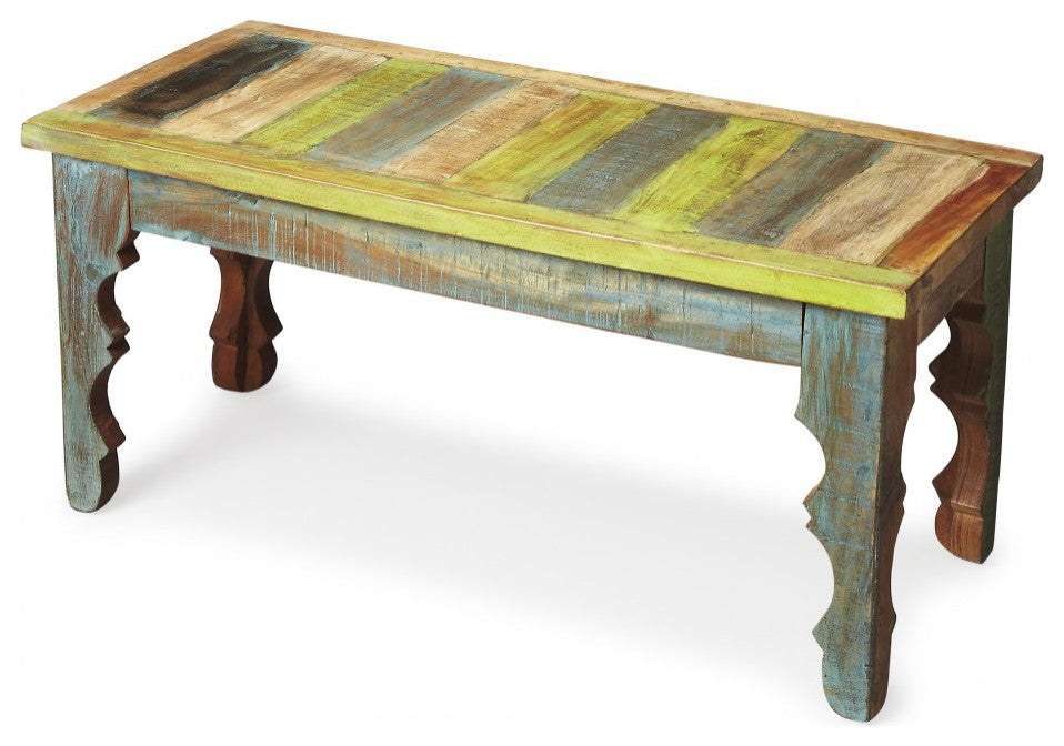 Rustic Multi Color Wood Bench