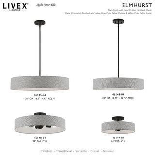 Elmhurst 5 Light Black Large Drum Pendant