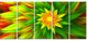 Amazing Dance of Green Petals, Floral Canvas Art Print, 60"x28", 5 Panels