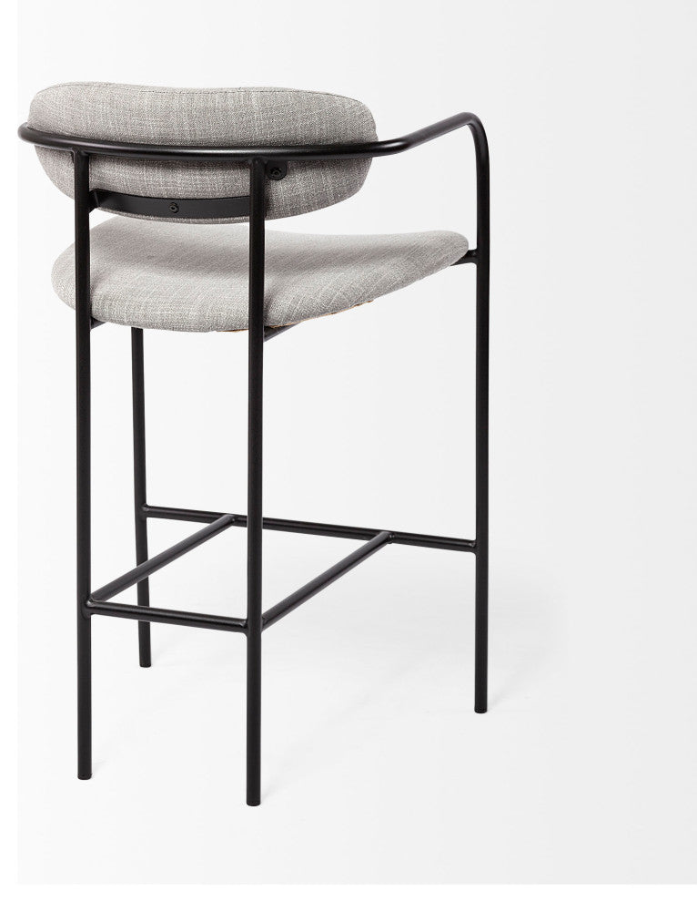 Parker Gray Fabric Seat Black Metal Counter Stool