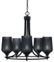 Paramount 5-Light Chandelier, Matte Black, 5" Smoke Textured Glass
