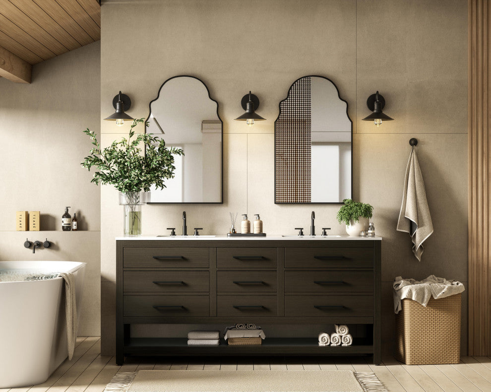 Home Living 72" Double Bathroom Vanity, Mocha Brown