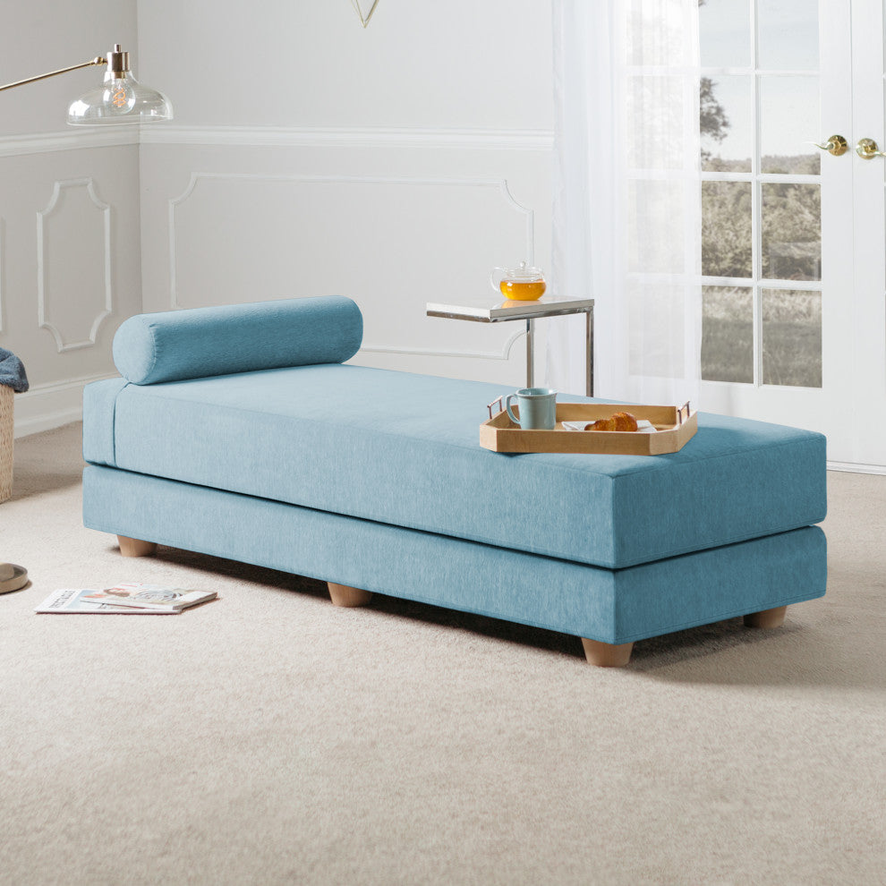 Alon Daybed Queen Size Convertible Sleeper, Turquoise Chenille
