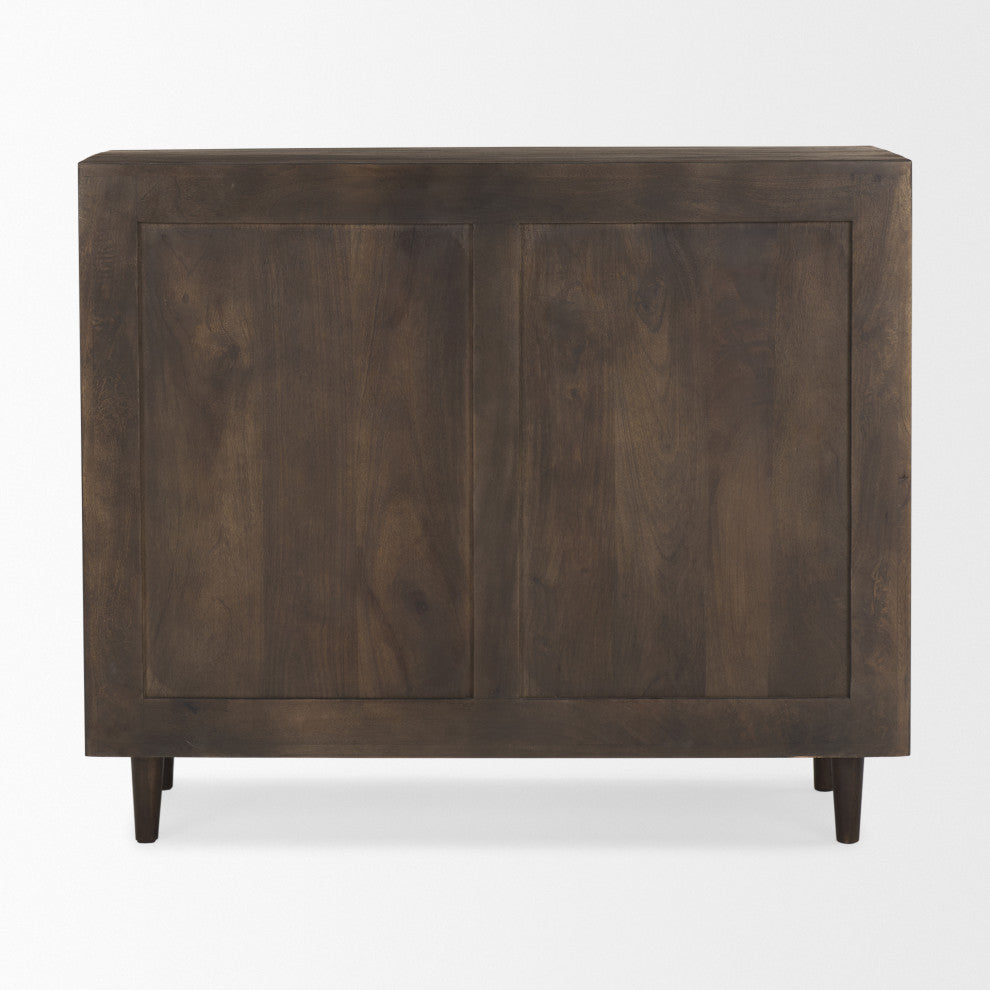 Tucker Dark Brown Wood w/ Carved Arch Pattern 2 Door Cabinet
