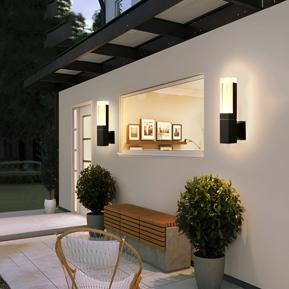 Modern Black Outdoor Waterproof LED Wall Mounted Lamp For Villa, Porch, A