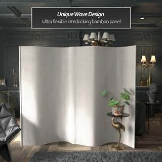 6' Tall Bamboo Wave Screen, White