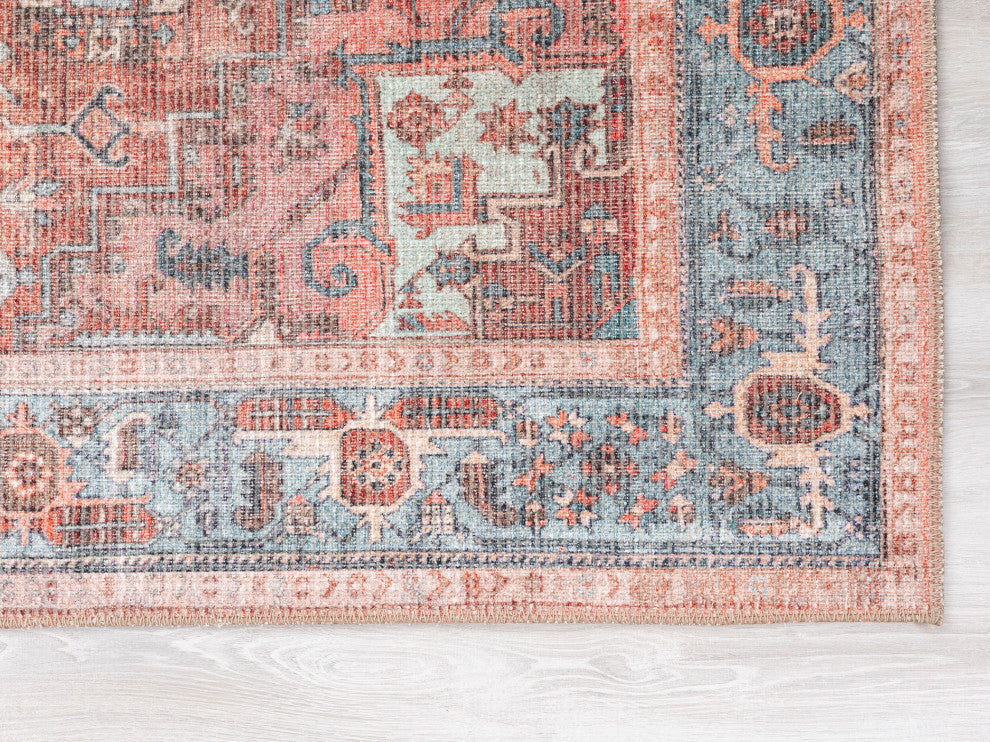 Vera Collection Lt Blue 7'6" x 10' Rectangle Residential Indoor Area Rug