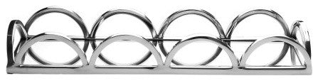 Classic Touch Stainless Steel Rectangular Mirror Tray with Loop Sides