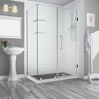 BromleyGS 66.25"-67.25"x32.375"x72" Frameless Corner Hinged Shower Enclosure