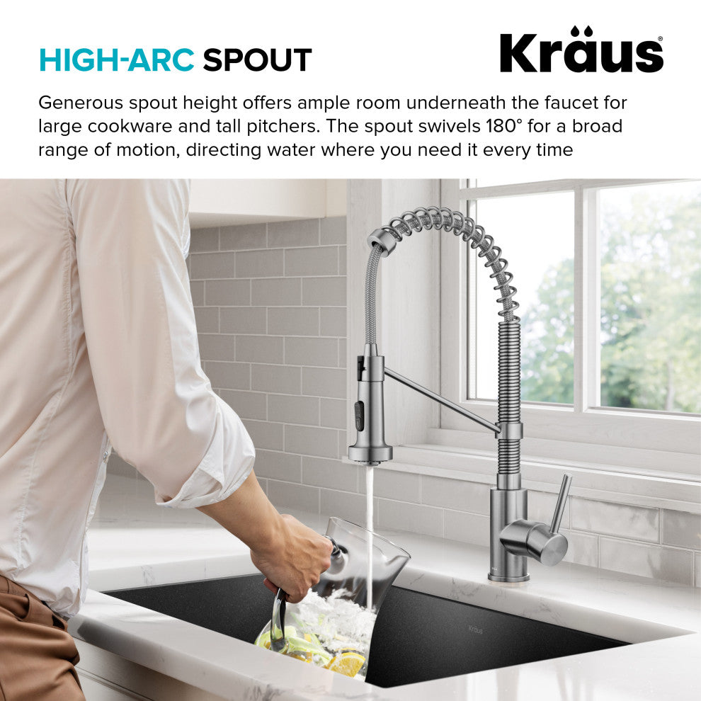 Bolden Commercial Style 2-Function Pull-Down 1-Handle 1-Hole Kitchen Faucet, Stainless Steel